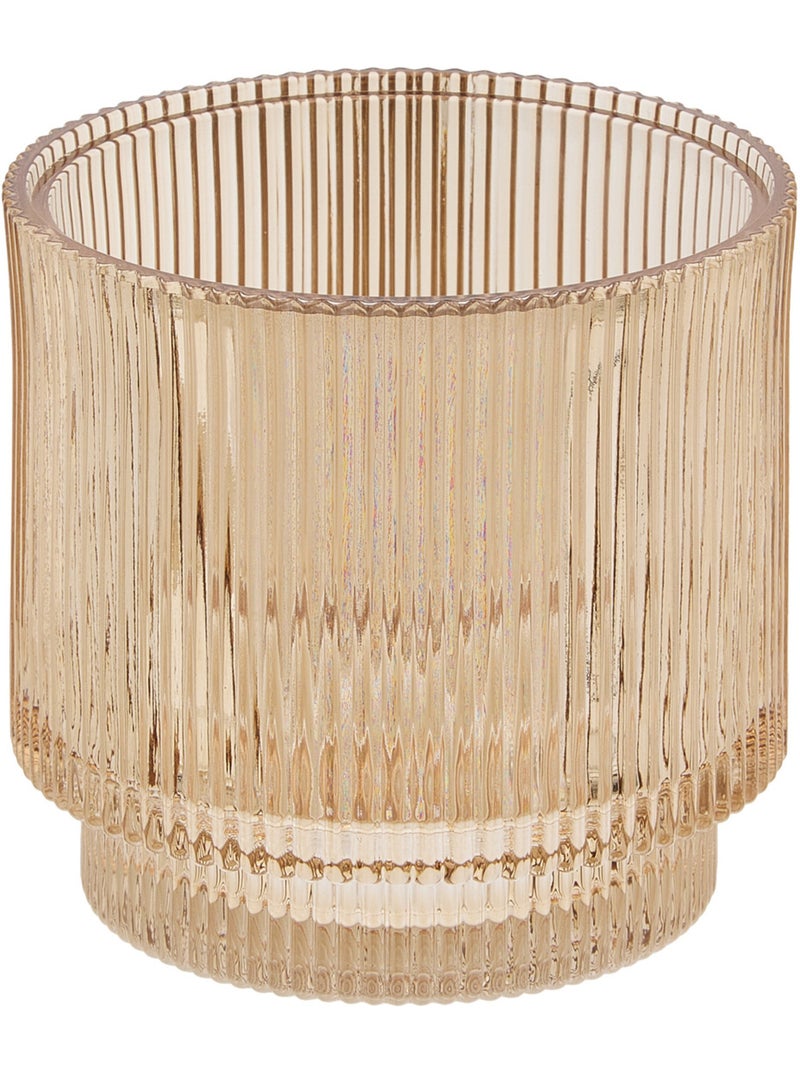 Pot à coton rond en verre SOLIS Ambre - Kiabi