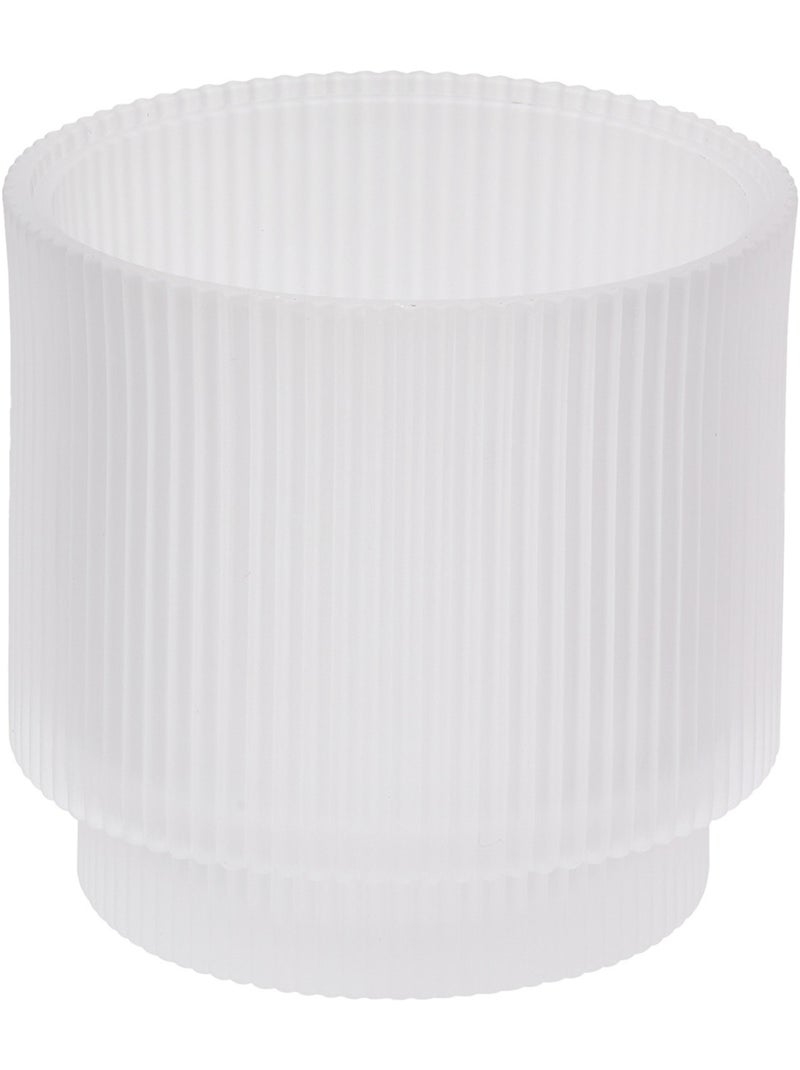 Pot à coton rond en verre SOLIS Blanc - Kiabi