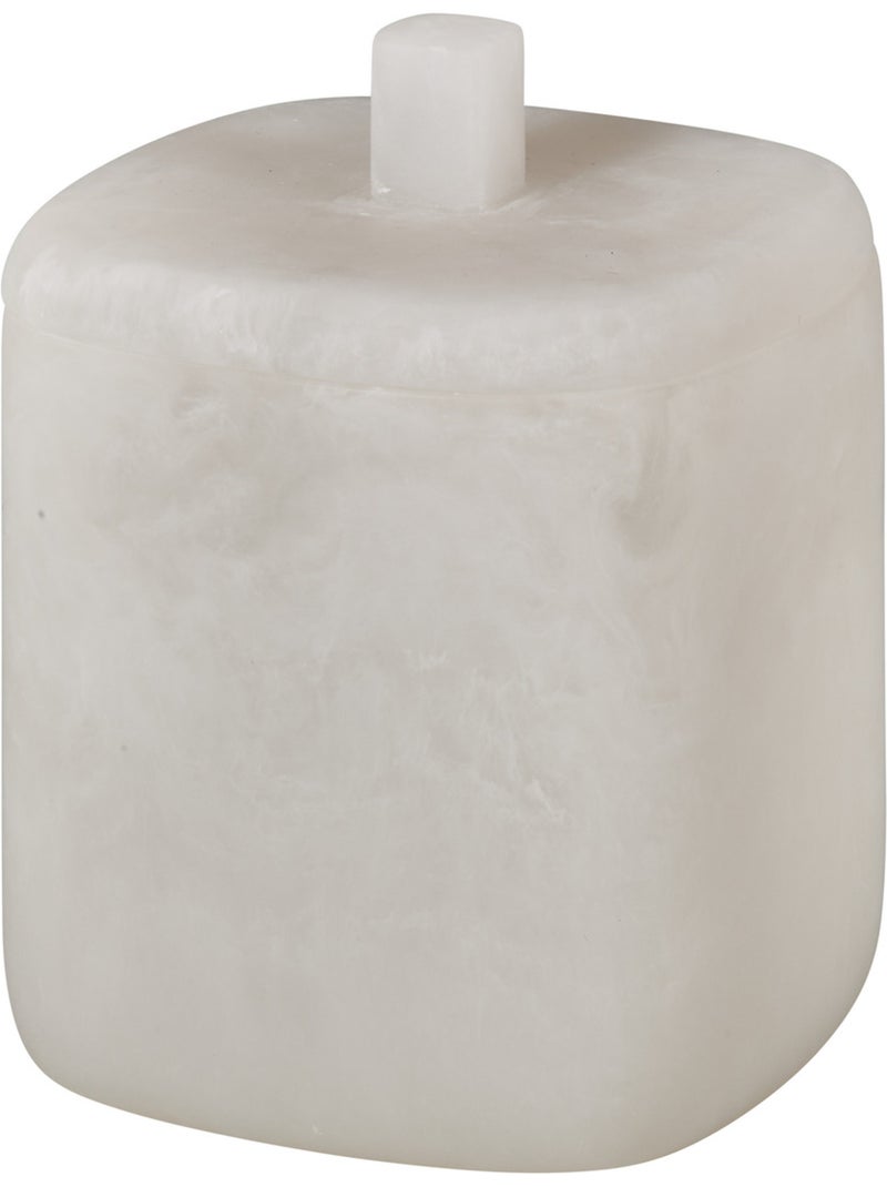 Pot à cotons effet marbré avec couvercle CLOUDY Blanc - Kiabi