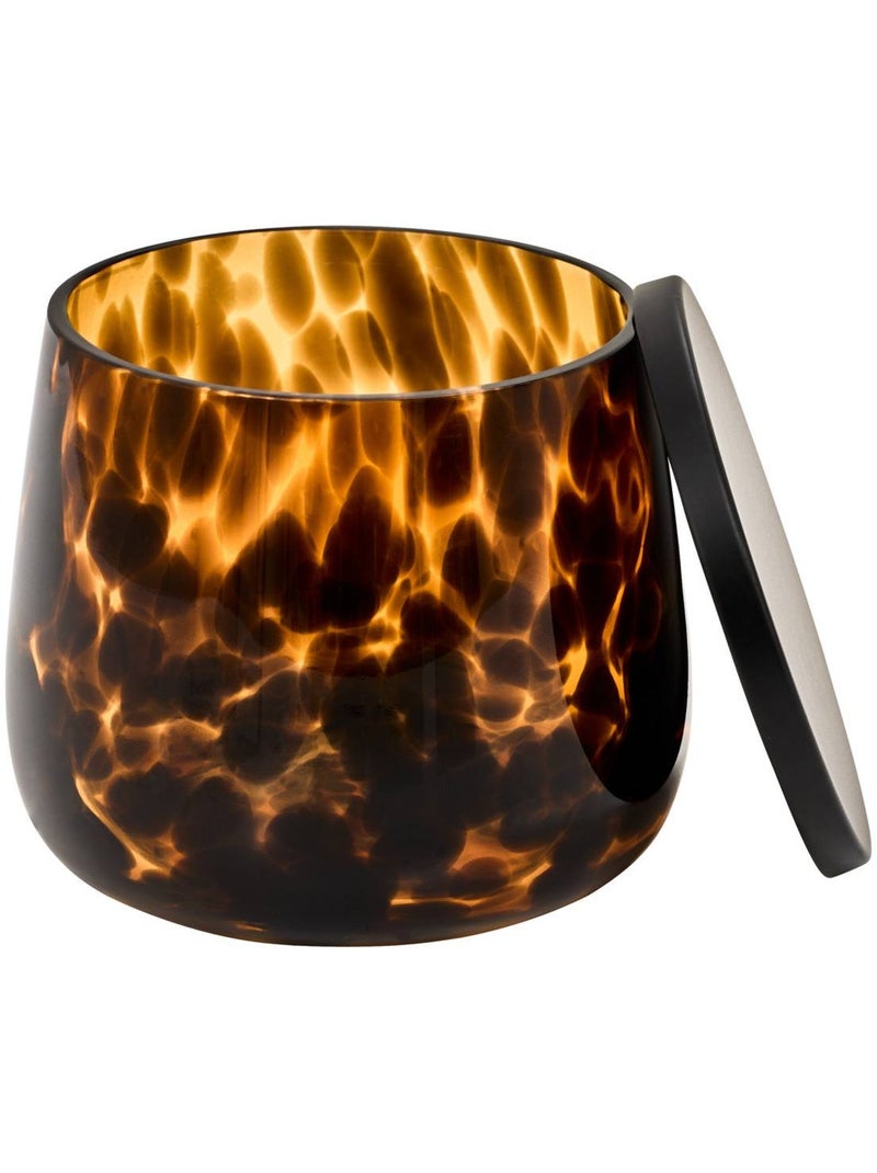 Pot à cotons en verre avec couvercle métal motif flammes DOTTY Marron - Kiabi