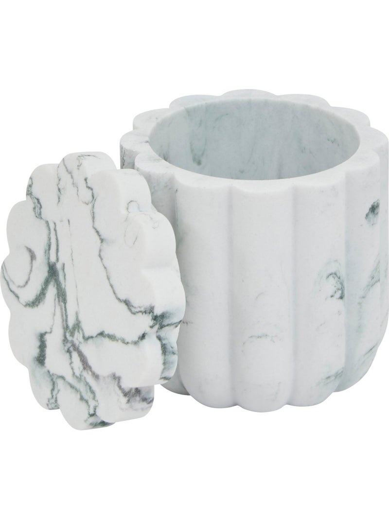 Pot à cotons rond effet marbre MARBY Blanc - Kiabi