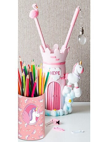 Pot à crayon métallique licorne