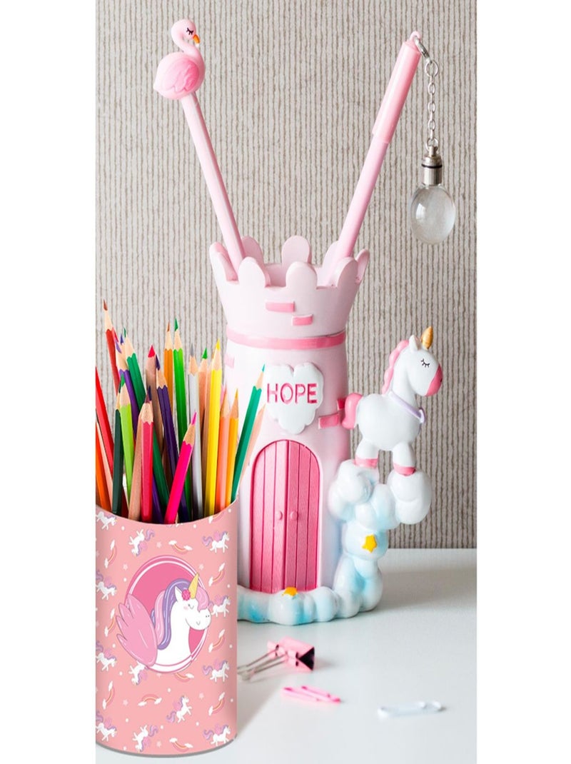 Pot à crayon métallique licorne Rose - Kiabi