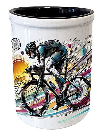 Pot à crayons cycliste en céramique