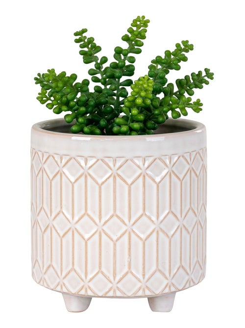 Pot de fleurs - Pot de fleurs, céramique, blanc, rond, grand ø20x19,5 cm - Kiabi
