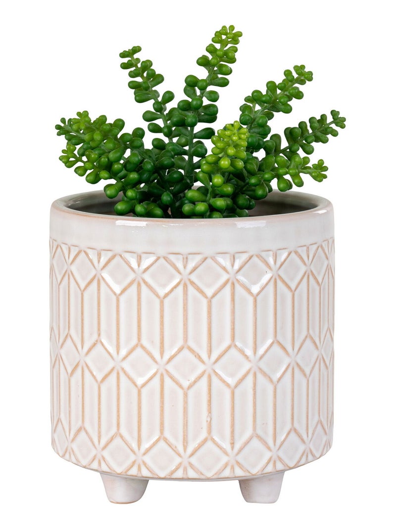Pot de fleurs - Pot de fleurs, céramique, blanc, rond, grand ø20x19,5 cm Blanc - Kiabi
