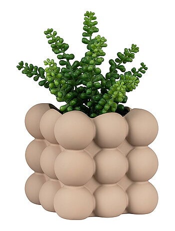 Pot de fleurs - Pot de fleurs, céramique, marron, 13,5x13,5x13 cm