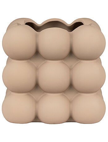 Pot de fleurs - Pot de fleurs, céramique, marron, 13,5x13,5x13 cm