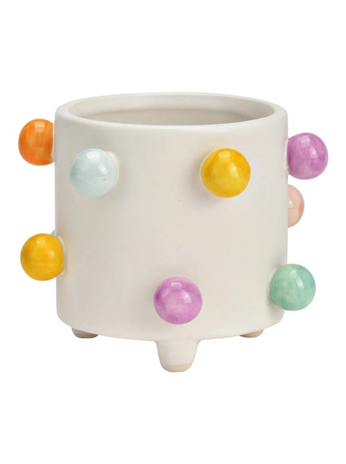 Pot de fleurs a pois multicolores en céramique - Kiabi