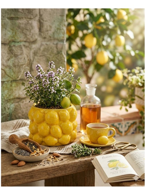 Pot de fleurs citron en céramique - Kiabi
