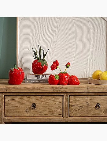 Pot de fleurs fraise en céramique
