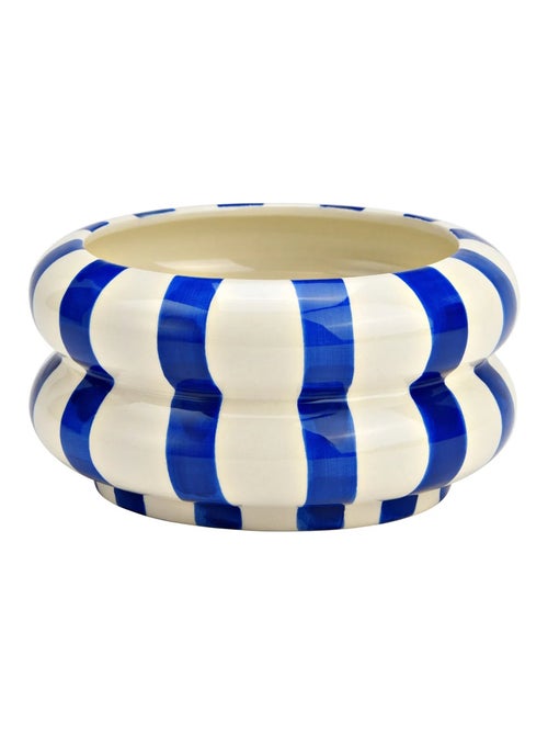 Pot de fleurs rayé en céramique  Bleu Blanc - Kiabi