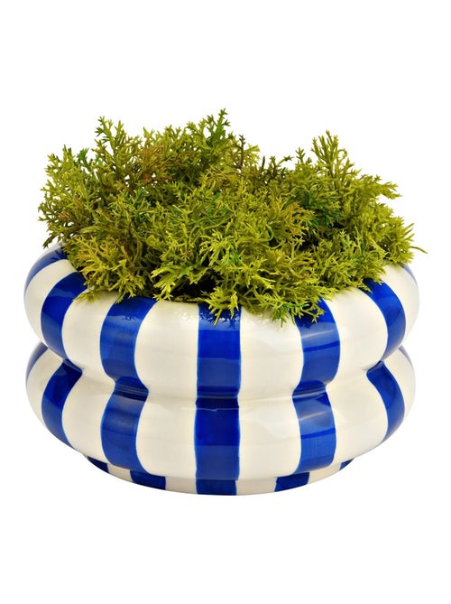 Pot de fleurs rayé en céramique  Bleu Blanc - Kiabi