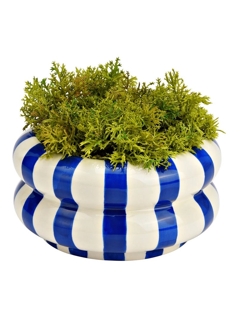 Pot de fleurs rayé en céramique  Bleu Blanc Bleu Blanc - Kiabi