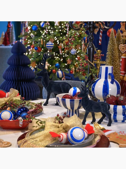 Pot de fleurs rayé en céramique  Bleu Blanc - Kiabi