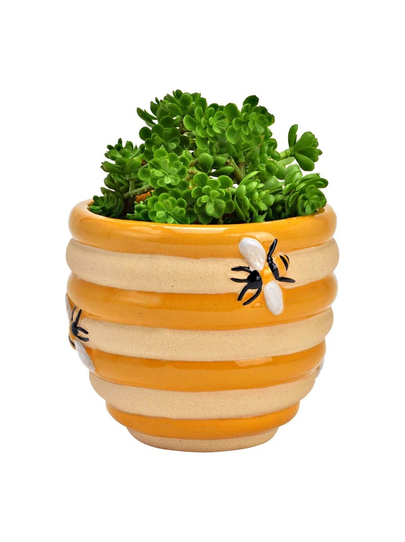 Pot de fleurs ruche en faïence 12 x 10 x 12 cm Jaune - Kiabi