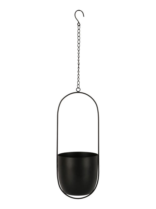 Pot de fleurs suspendu Celle - Pot de fleurs suspendu, métal, noir, 15,5x14,5x37,5 cm - Kiabi