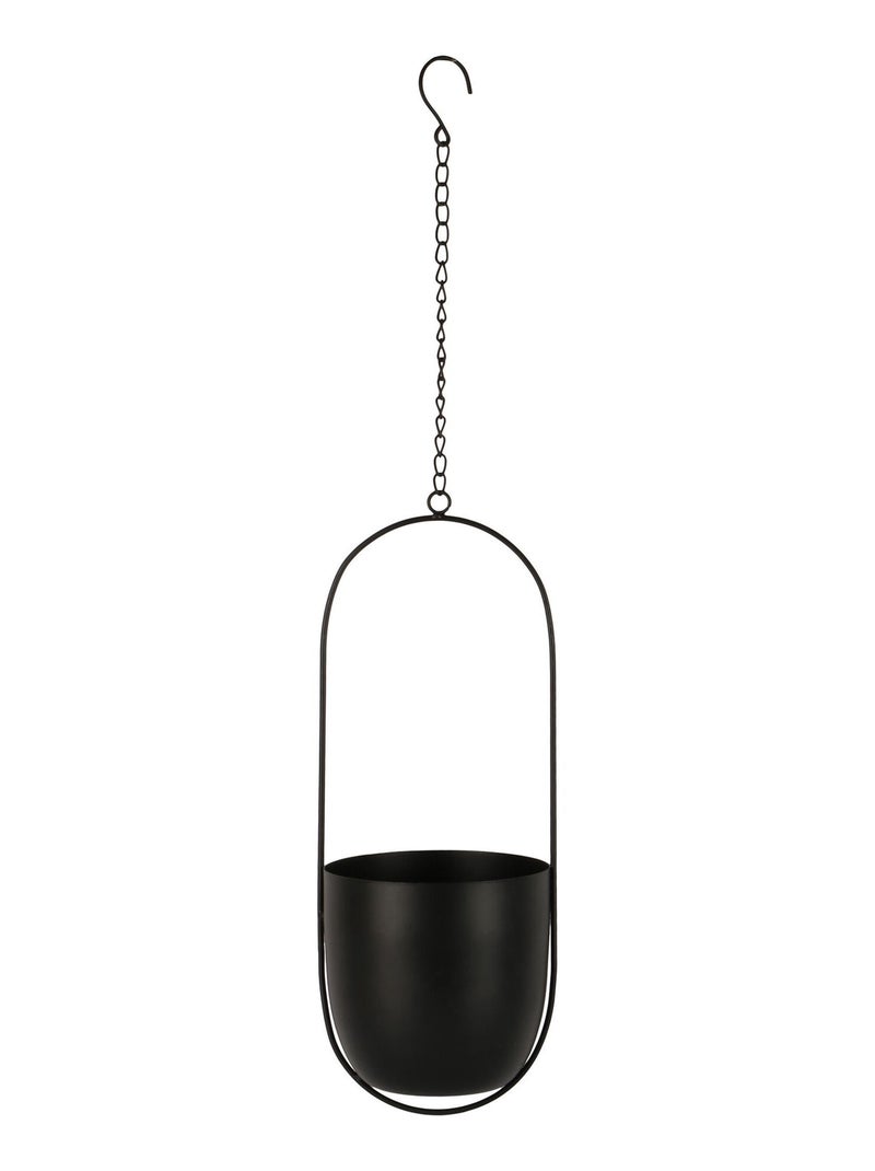 Pot de fleurs suspendu Celle - Pot de fleurs suspendu, métal, noir, 15,5x14,5x37,5 cm Noir - Kiabi