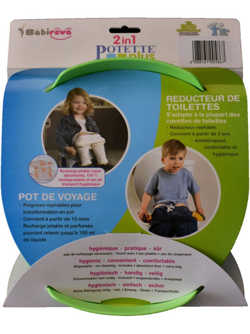 Pot de voyages POTETTE et réducteur de toilettes (2 en 1) Vert - Kiabi