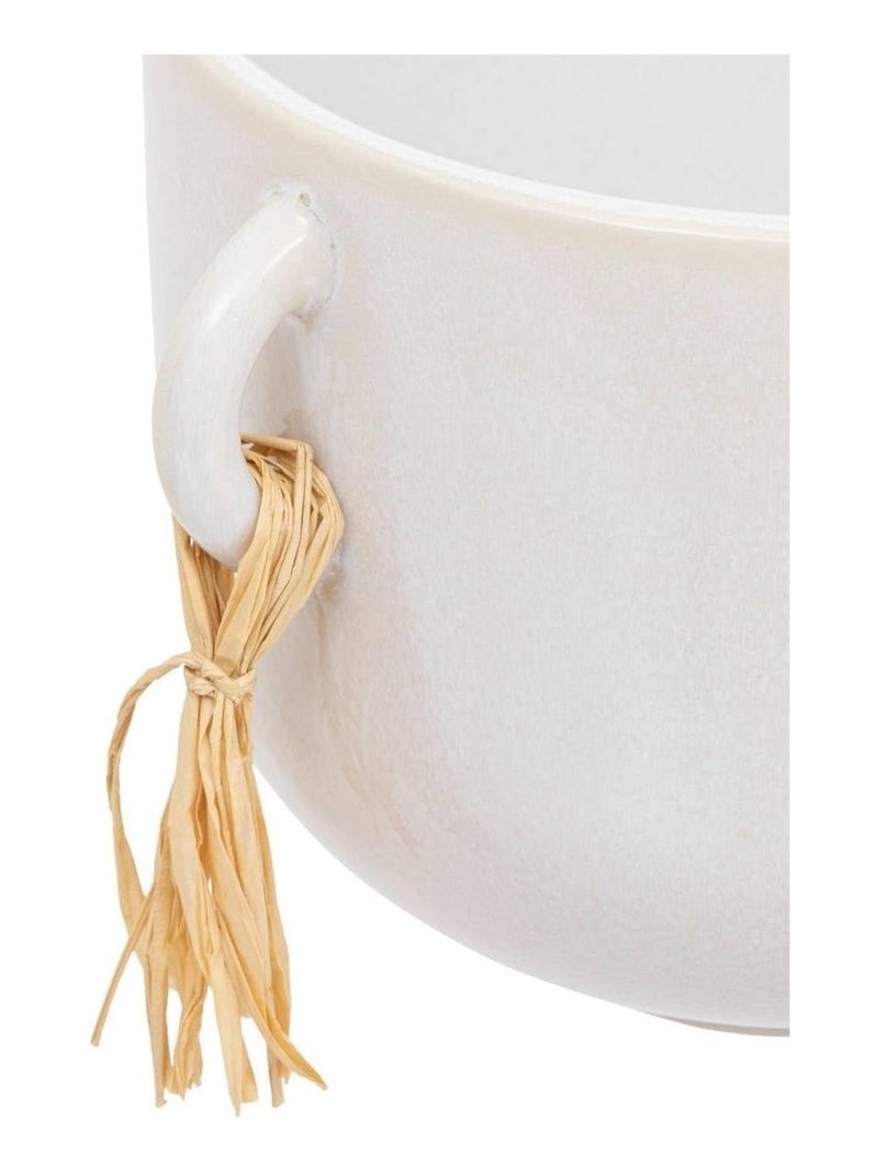 Pot en ceramique reactive 14 cm Blanc avec pompons Blanc - Kiabi