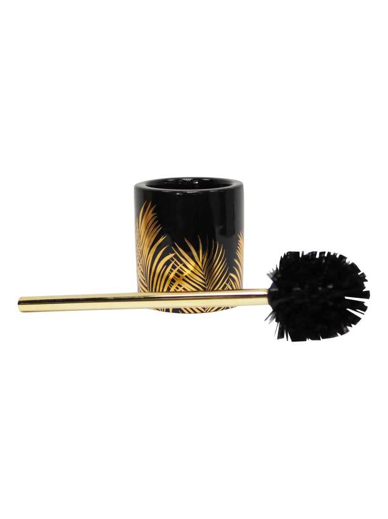 Pot et brosse wc en céramique feuilles dorées Noir - Kiabi