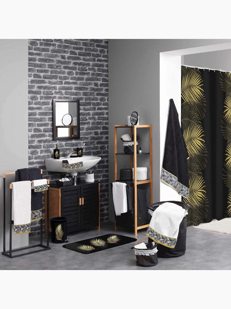 Pot et brosse wc en céramique feuilles dorées Noir - Kiabi