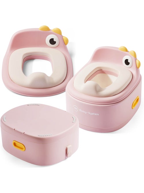 Pot évolutif 3 en 1 réducteur wc marchepied poussin rose moby-system - Kiabi