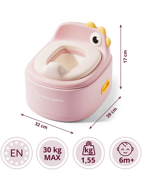 Pot évolutif 3 en 1 réducteur wc marchepied poussin rose moby-system - Kiabi