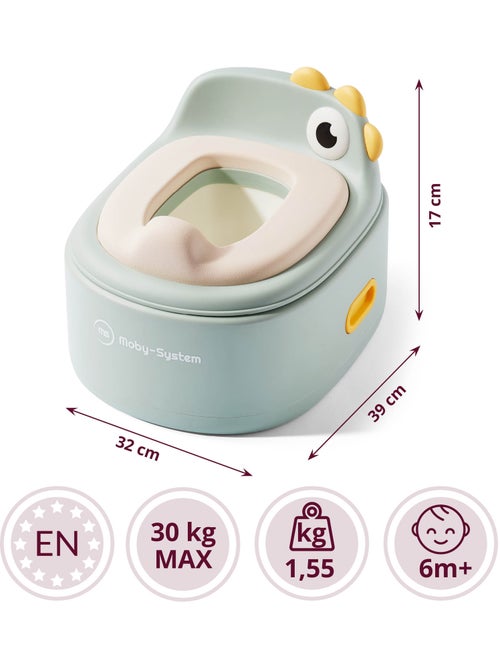Pot évolutif 3 en 1 réducteur wc marchepied poussin sauge moby-system - Kiabi