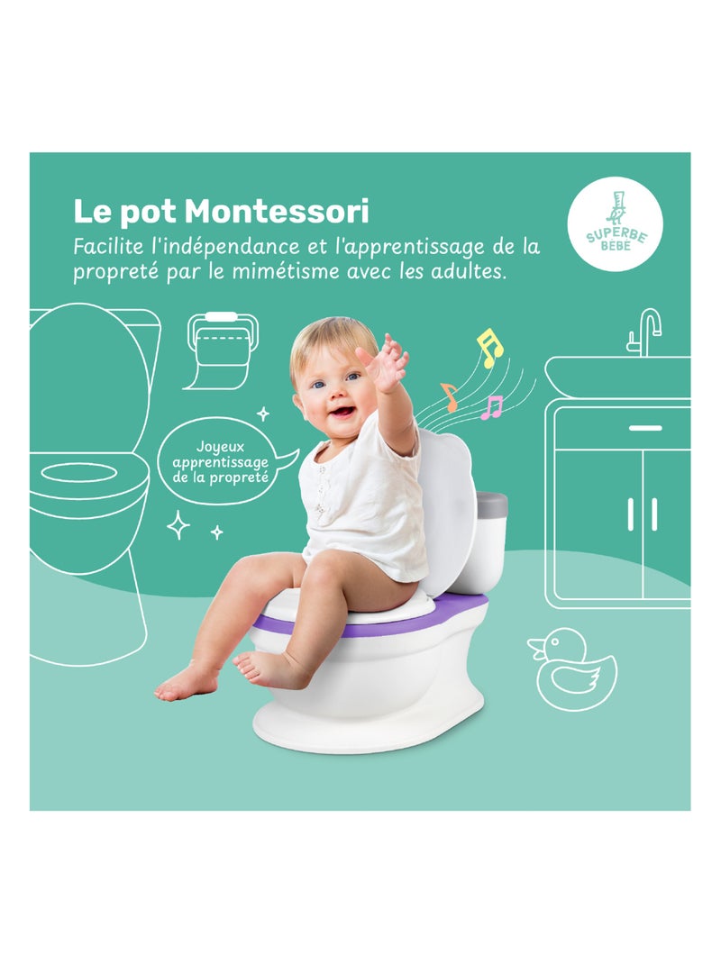 Pot r?aliste pour apprentissage de la propret? - avec son | SUPERBE BEBE Violet - Kiabi