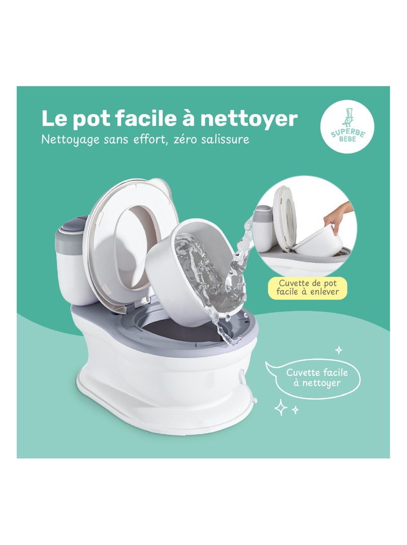 Pot réaliste pour apprentissage de la propreté - avec son | SUPERBE BEBE Gris - Kiabi