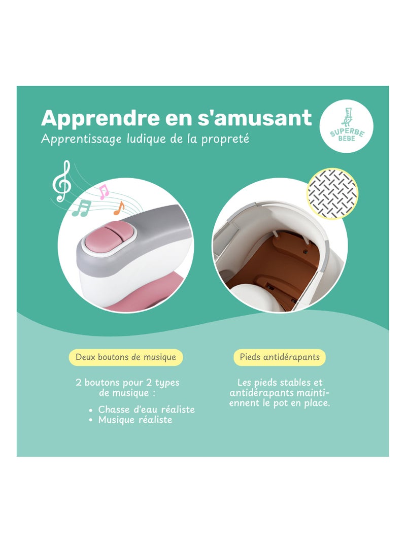 Pot réaliste pour apprentissage de la propreté - avec son | SUPERBE BEBE Rose - Kiabi