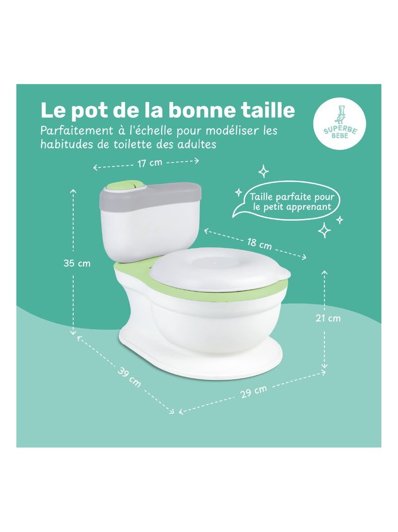 Pot réaliste pour apprentissage de la propreté - avec son | SUPERBE BEBE Vert - Kiabi