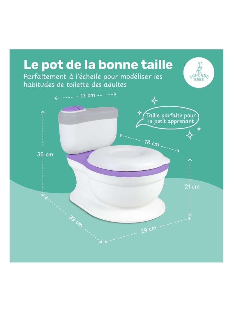 Pot réaliste pour apprentissage de la propreté - avec son | SUPERBE BEBE Violet - Kiabi
