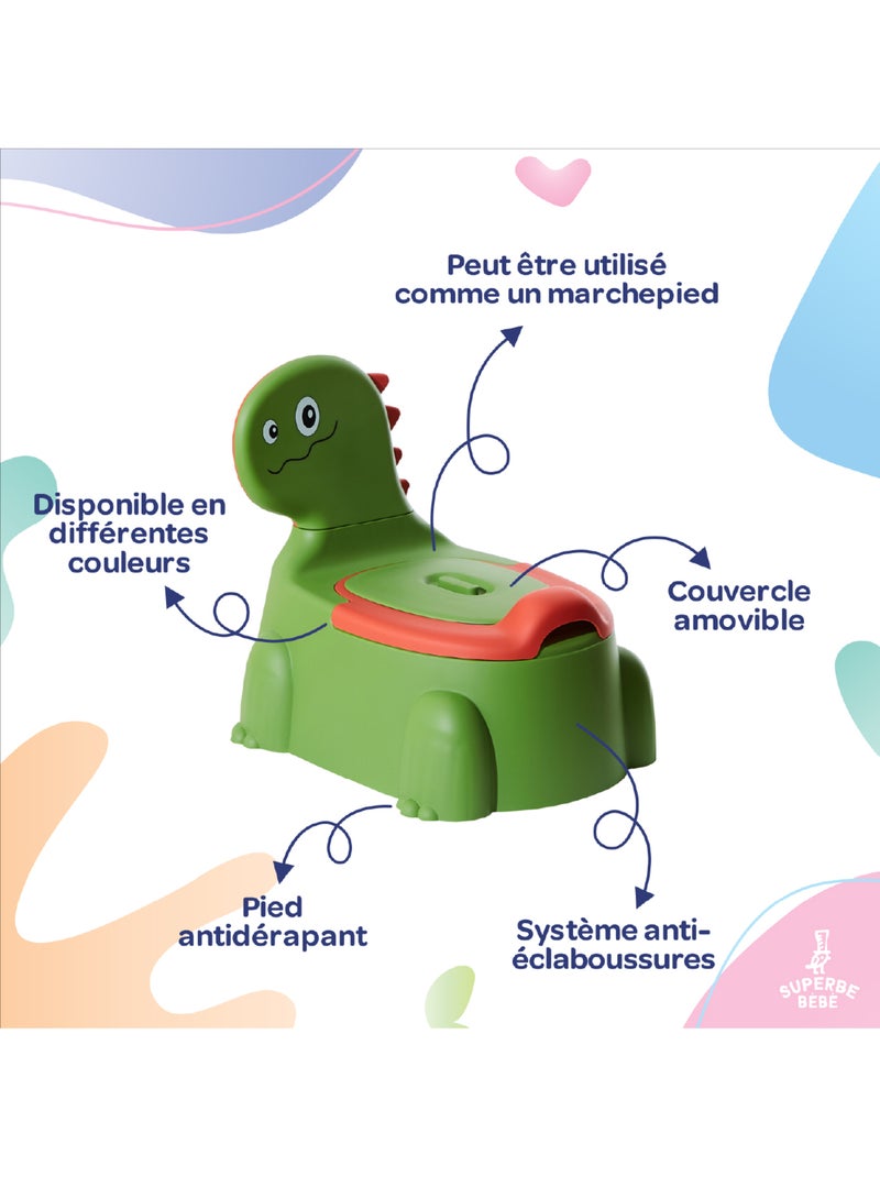 Pot toilette bébé - DINO | SUPERBE BEBE Vert/Orange - Kiabi