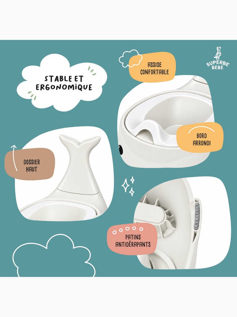 Pot toilette bébé - Whalinou | SUPERBE BEBE Gris - Kiabi