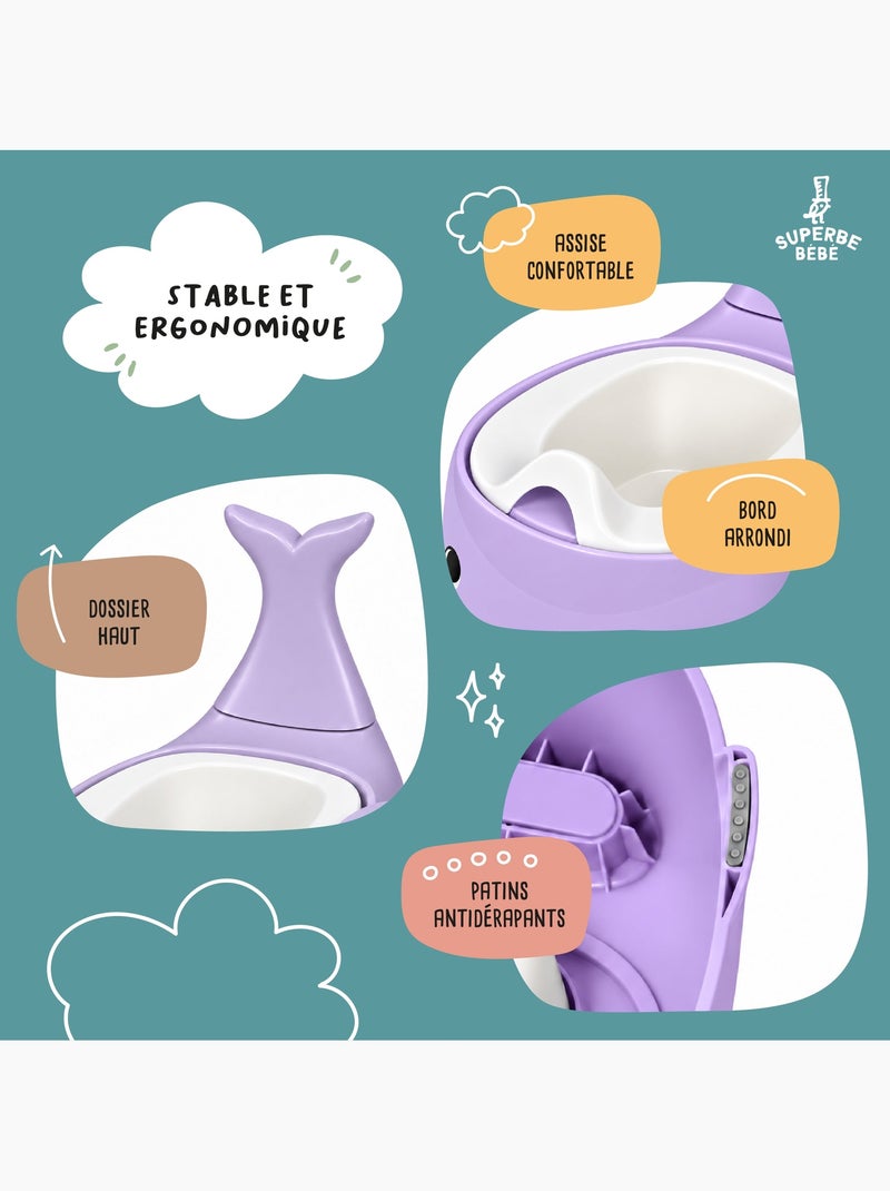 Pot toilette bébé - Whalinou | SUPERBE BEBE Violet - Kiabi