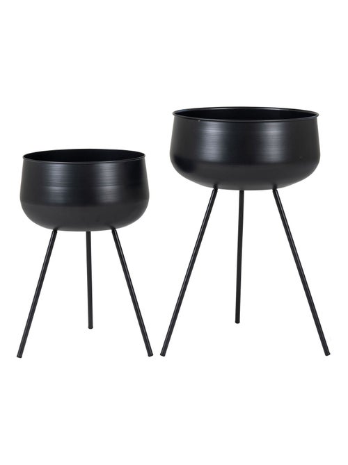 Pots de fleurs Ardola - Pots de fleurs, acier, noir, lot de 2 - Kiabi