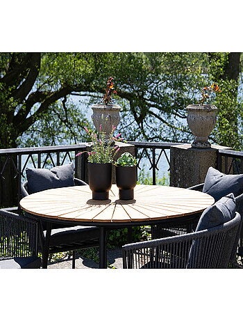 Pots de fleurs Fulda - Pots de fleurs, métal, noir, lot de 2