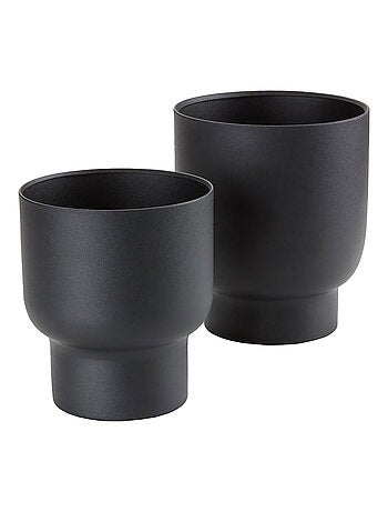 Pots de fleurs Fulda - Pots de fleurs, métal, noir, lot de 2