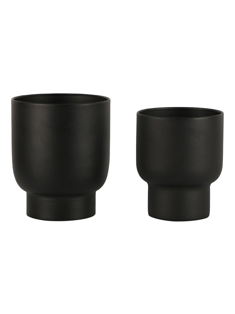 Pots de fleurs Fulda - Pots de fleurs, métal, noir, lot de 2 Noir - Kiabi