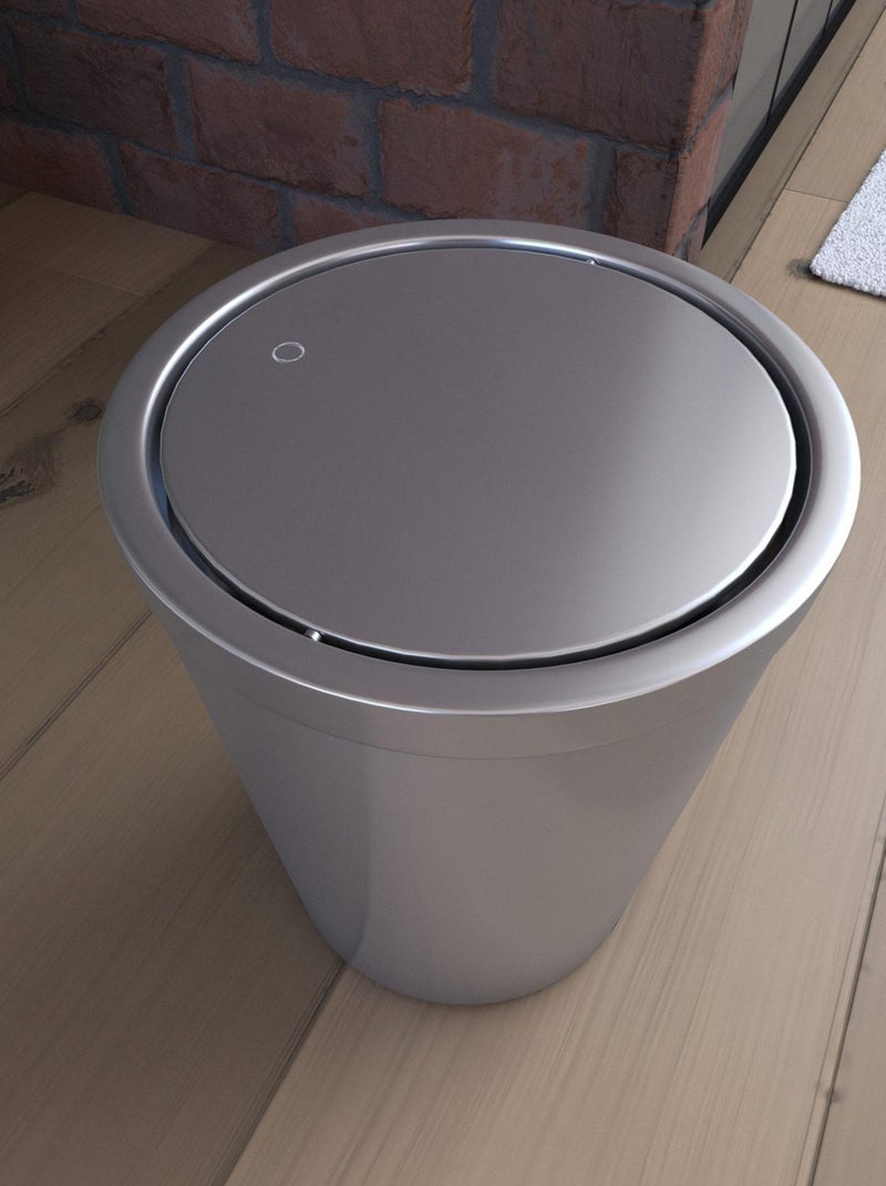 Poubelle avec couvercle pivotant Argent - Kiabi