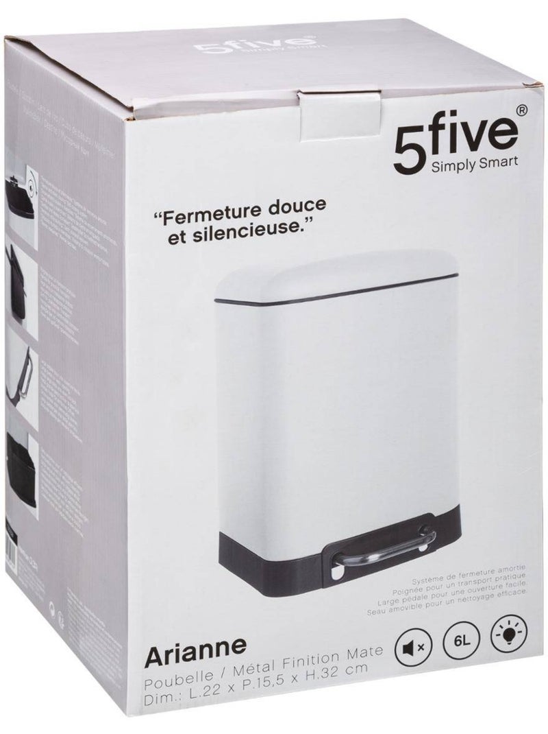 Poubelle de cuisine à pédale 6L ARIANE Blanc - Kiabi