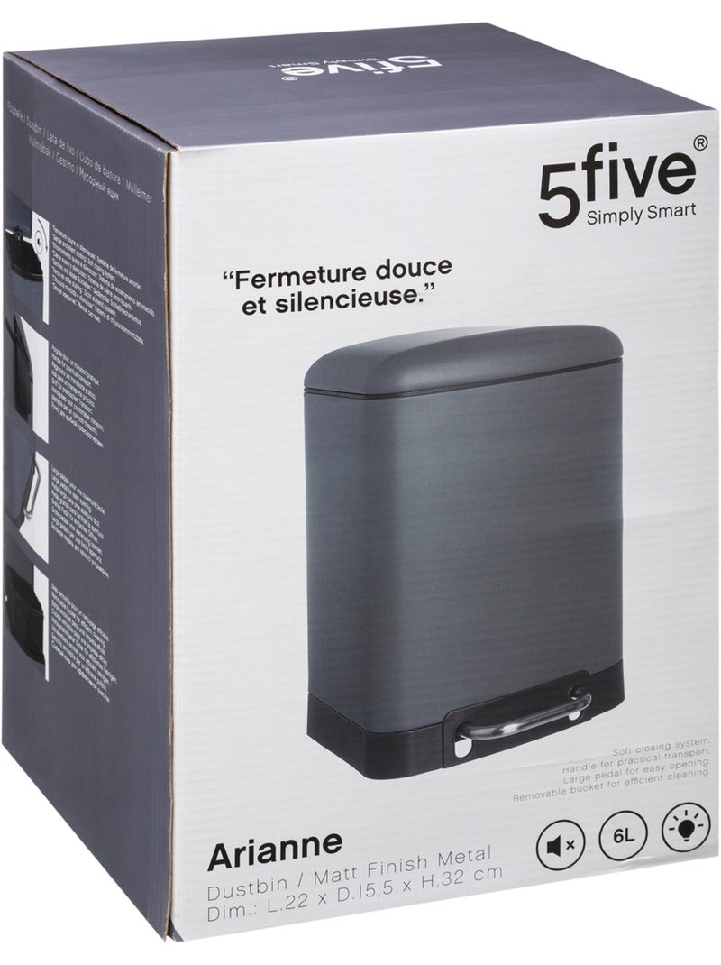 Poubelle de cuisine à pédale 6L ARIANE Gris - Kiabi