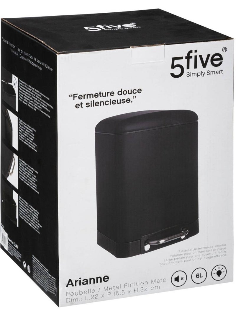 Poubelle de cuisine à pédale 6l ariane Noir - Kiabi