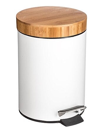 Poubelle de salle de bain à pédale en bambou et métal NATUREO