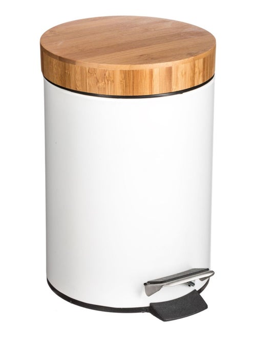 Poubelle de salle de bain à pédale en bambou et métal NATUREO - Kiabi