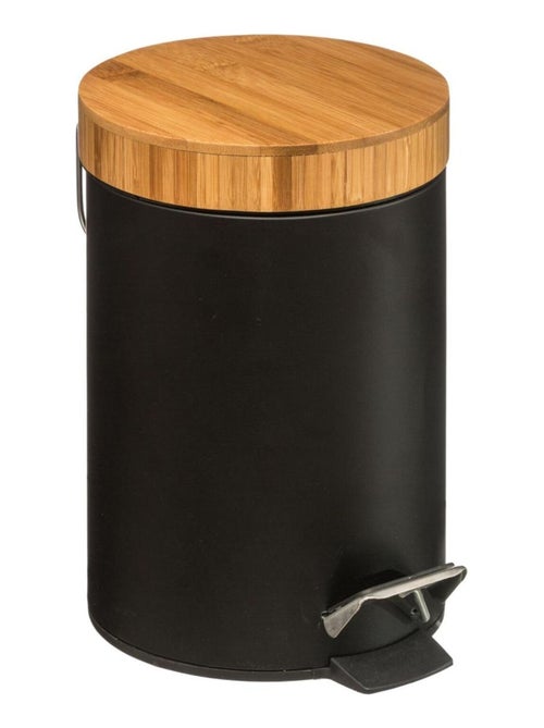 Poubelle de salle de bain à pédale en bambou et métal NATUREO - Kiabi