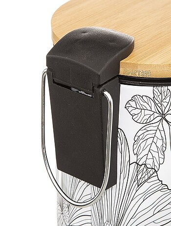 Poubelle en bambou et métal à motifs fleurs BLACKFLORA