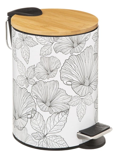 Poubelle en bambou et métal à motifs fleurs BLACKFLORA - Kiabi